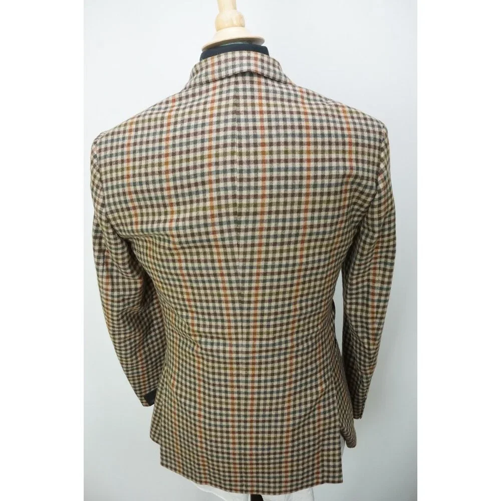 Raffaele Caruso Brown Orange Gingham Plaid Flannel Sport Coat Jacket Sz 36R NEW - Picture 5 of 8